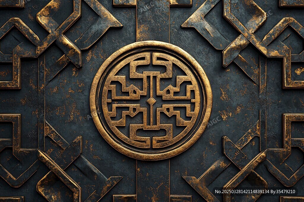 中式復(fù)古金屬花紋圖案