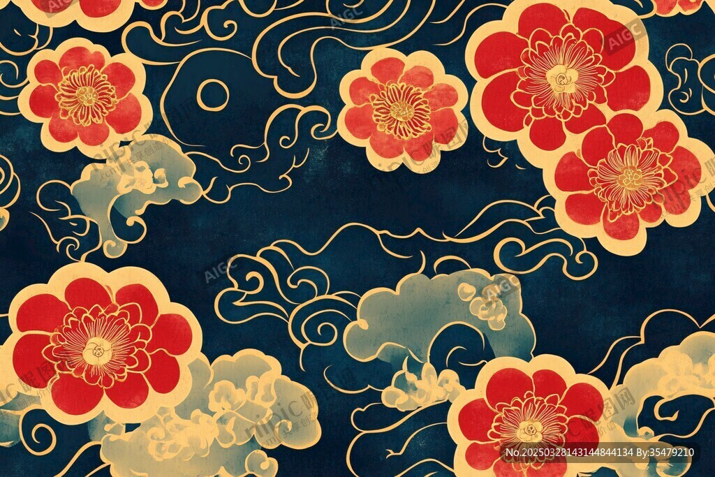 中式花卉云紋傳統(tǒng)圖案