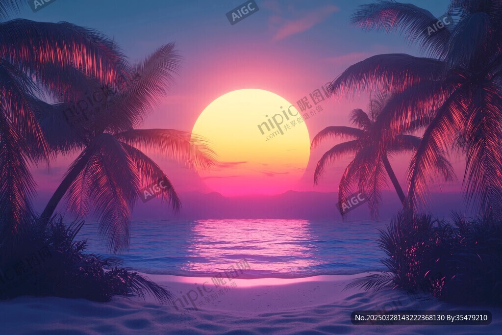 夢幻海灘日落美景