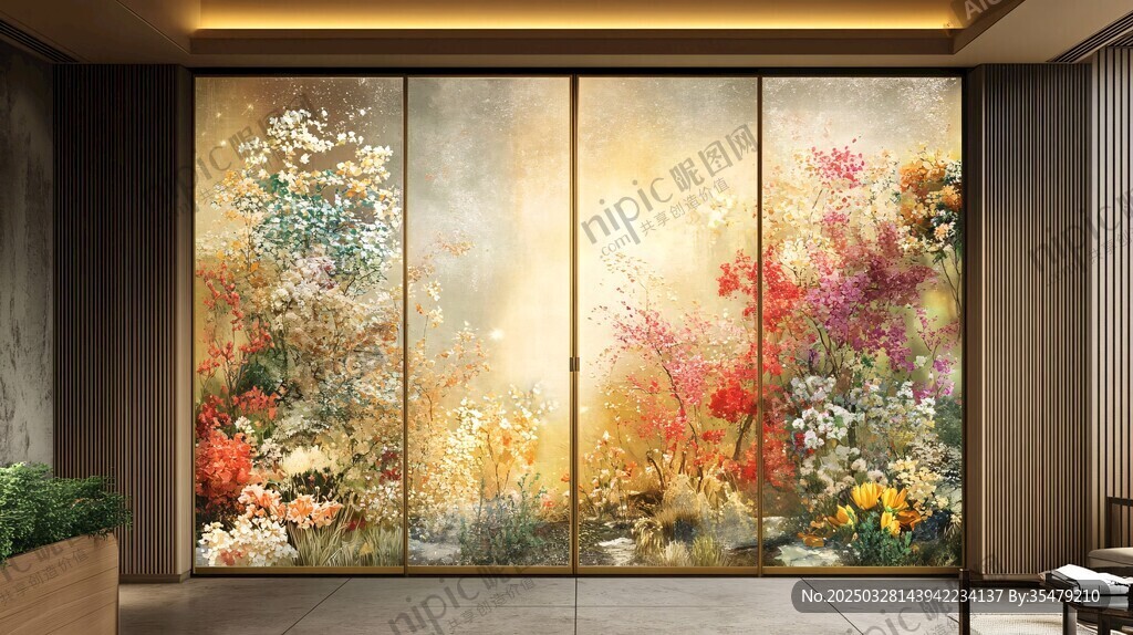 繁花藝術(shù)屏風(fēng) 室內(nèi)裝飾美學(xué)
