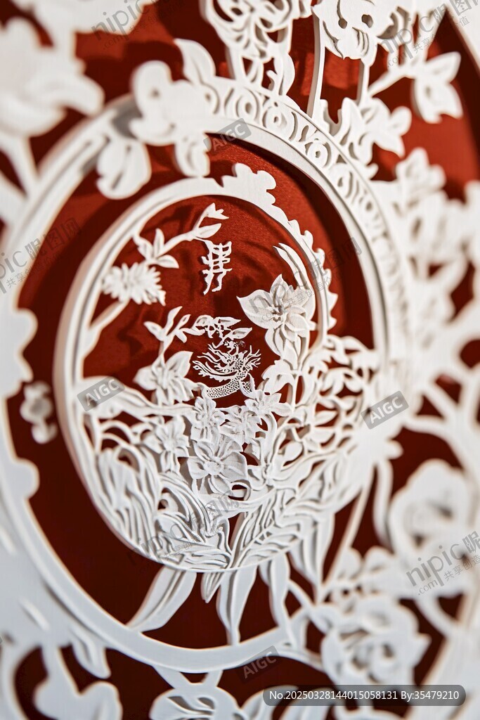 中式花鳥剪紙藝術(shù)作品