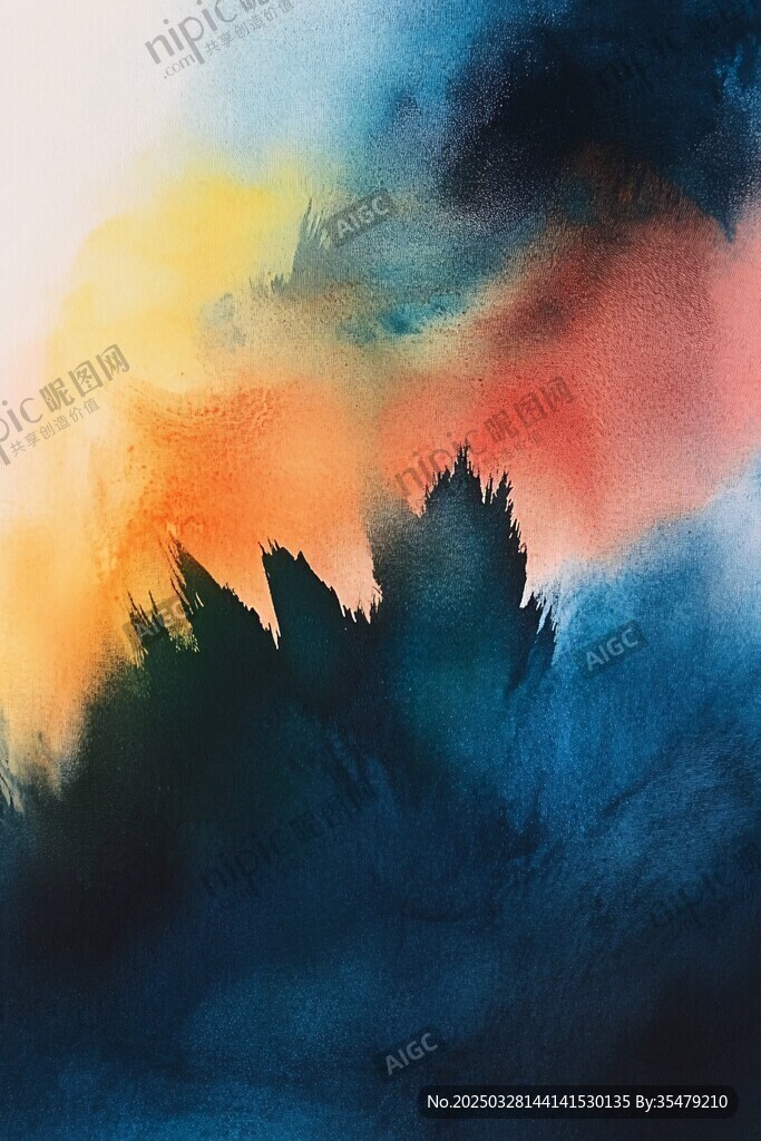 夢幻水彩繪就的山林景致