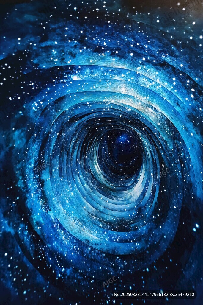 夢幻藍色宇宙漩渦星空圖