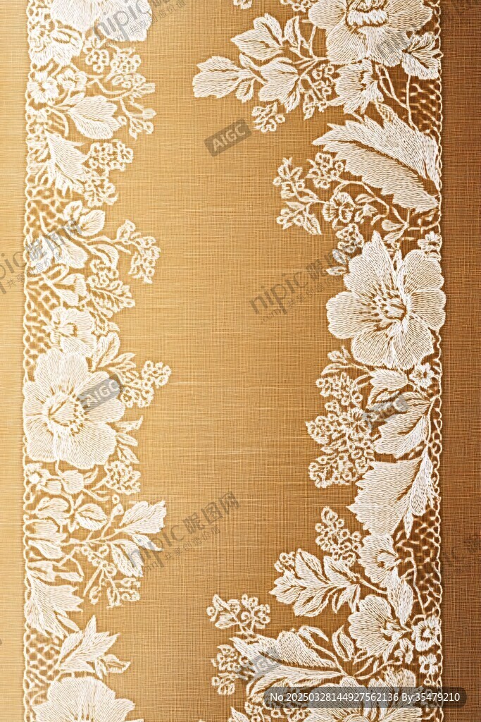 金色底花卉蕾絲圖案背景