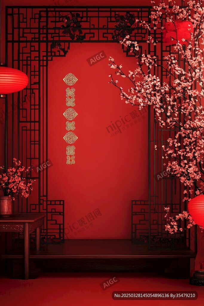 中式紅韻場景 喜慶氛圍濃