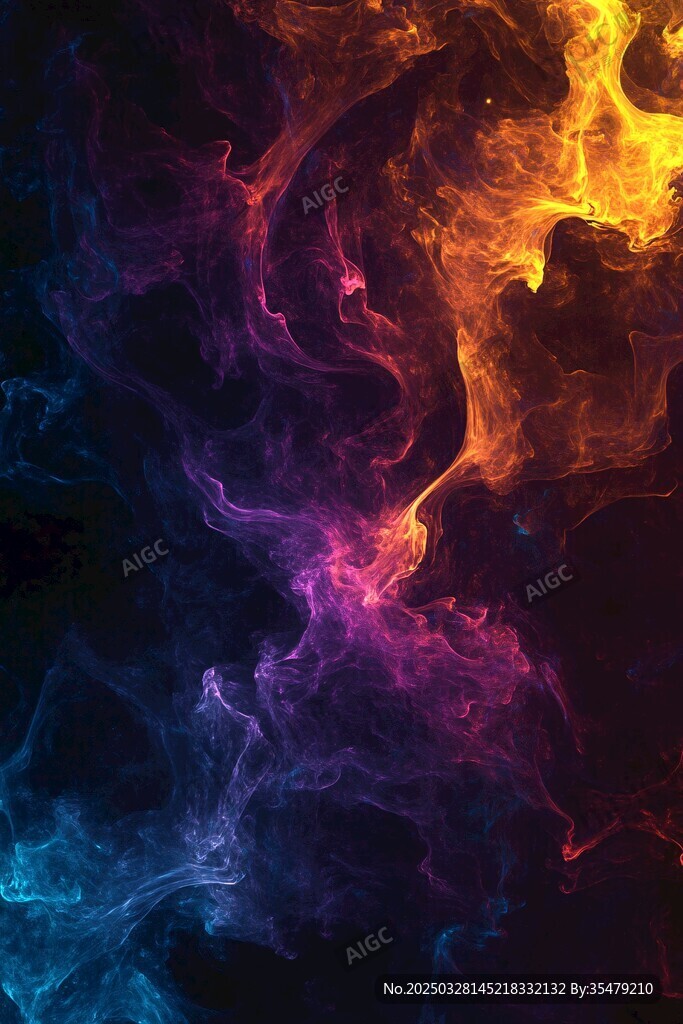 夢幻炫彩火焰煙霧背景圖