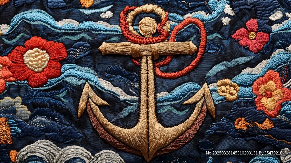 刺繡錨飾 海洋風(fēng)情藝術(shù)之作