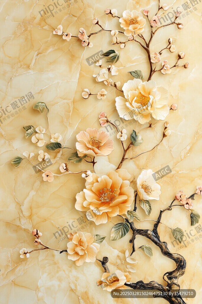 浮雕花卉圖