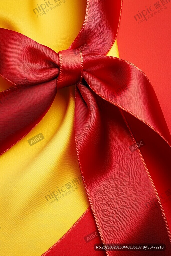 紅黃配色的精美紅色蝴蝶結(jié)