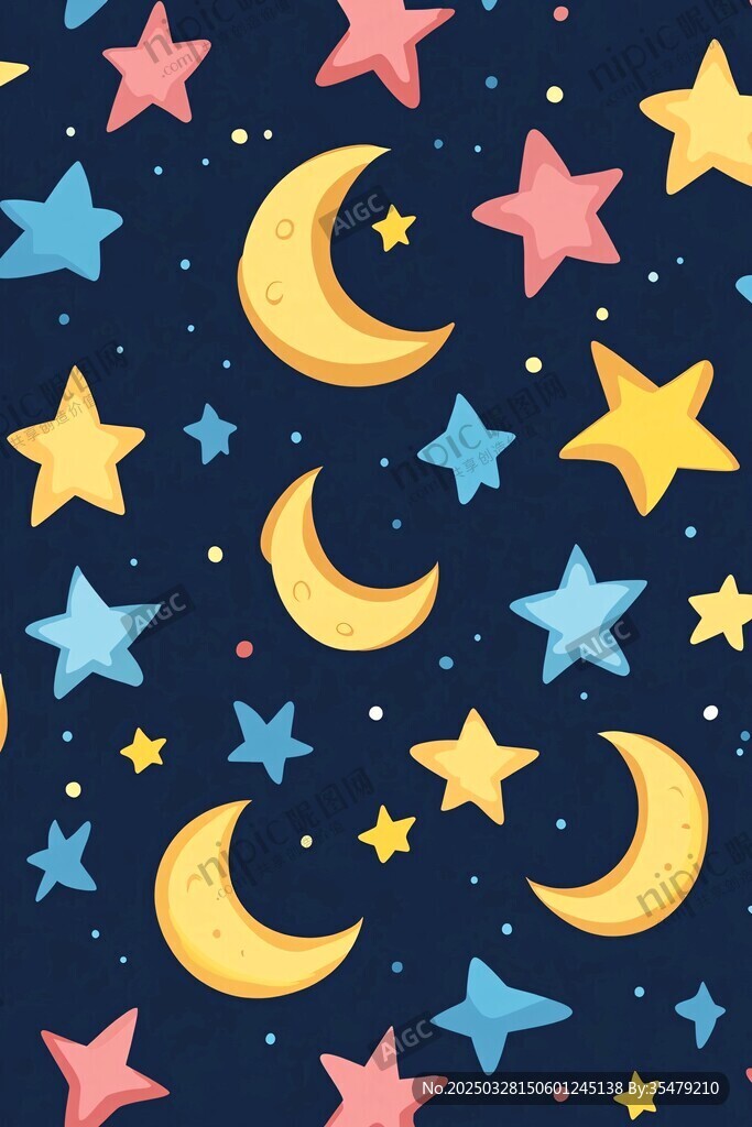 夢幻星月夜空圖案背景