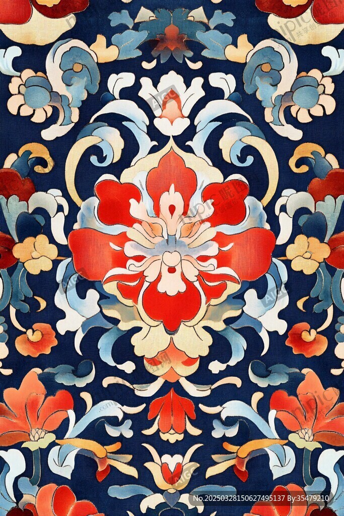 中式古典花卉紋樣圖案