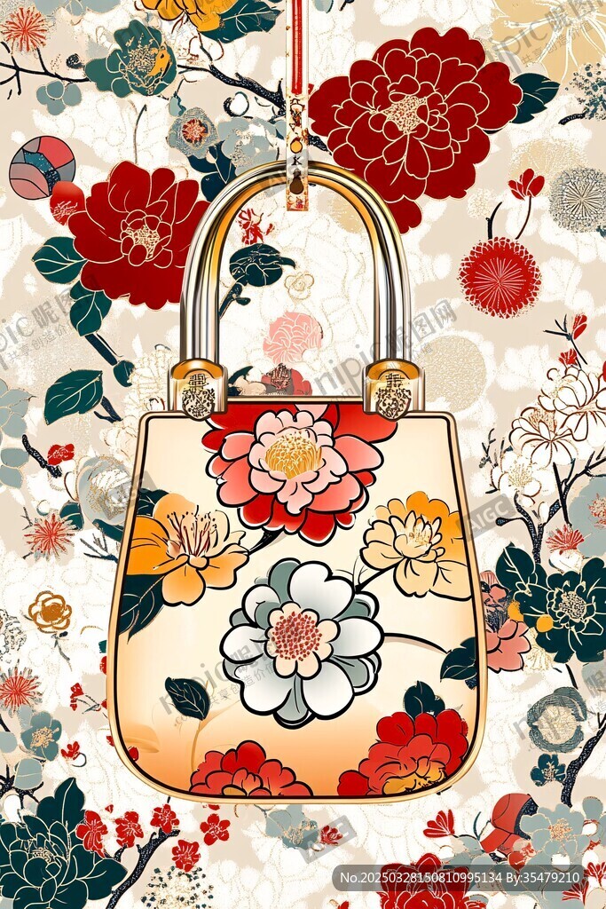 花卉圖案手提包插畫(huà)