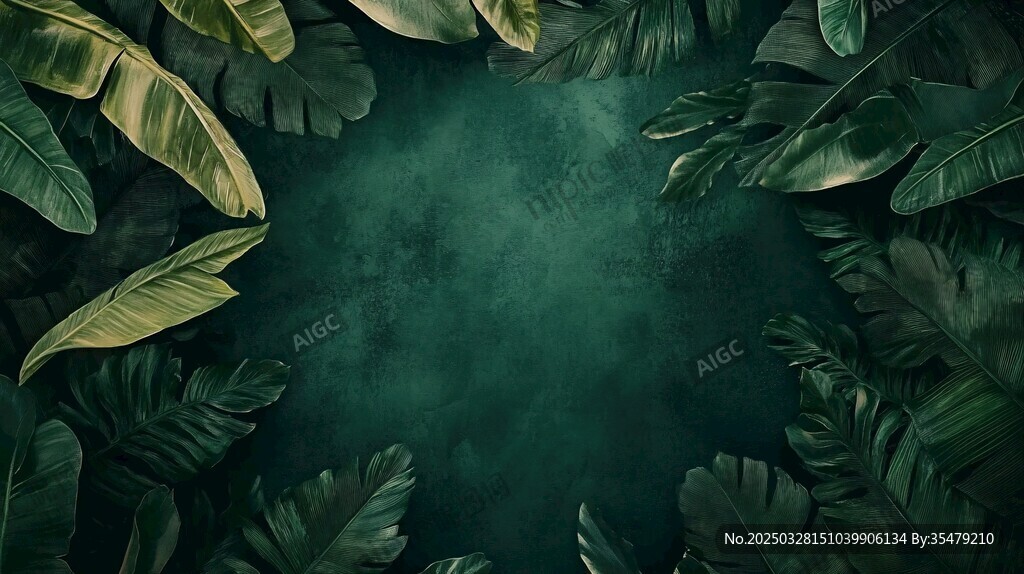 熱帶綠植環(huán)繞的深邃背景