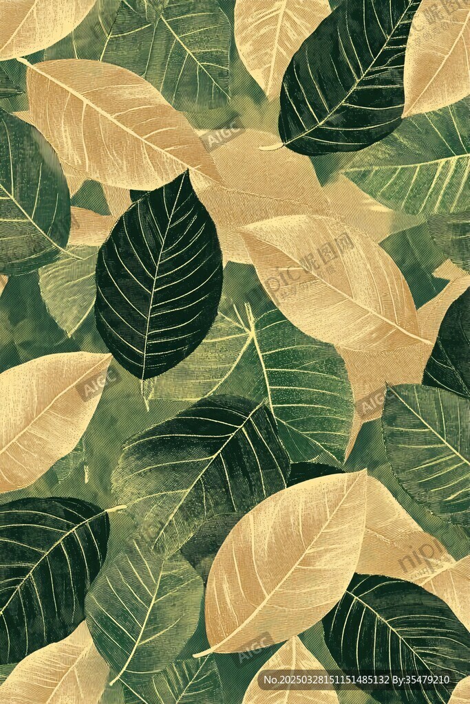 樹葉圖案背景 清新自然風