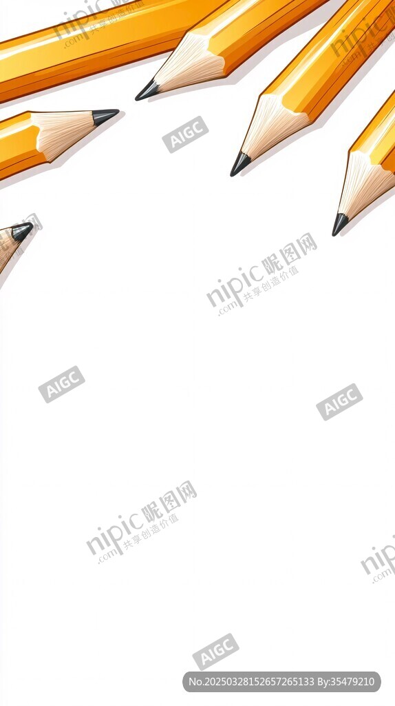 黃色鉛筆匯聚在畫面邊緣