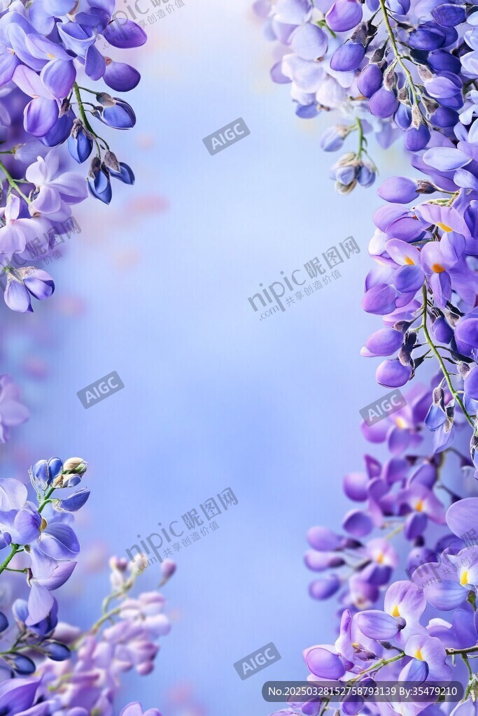 夢幻紫藤花綻放于藍天
