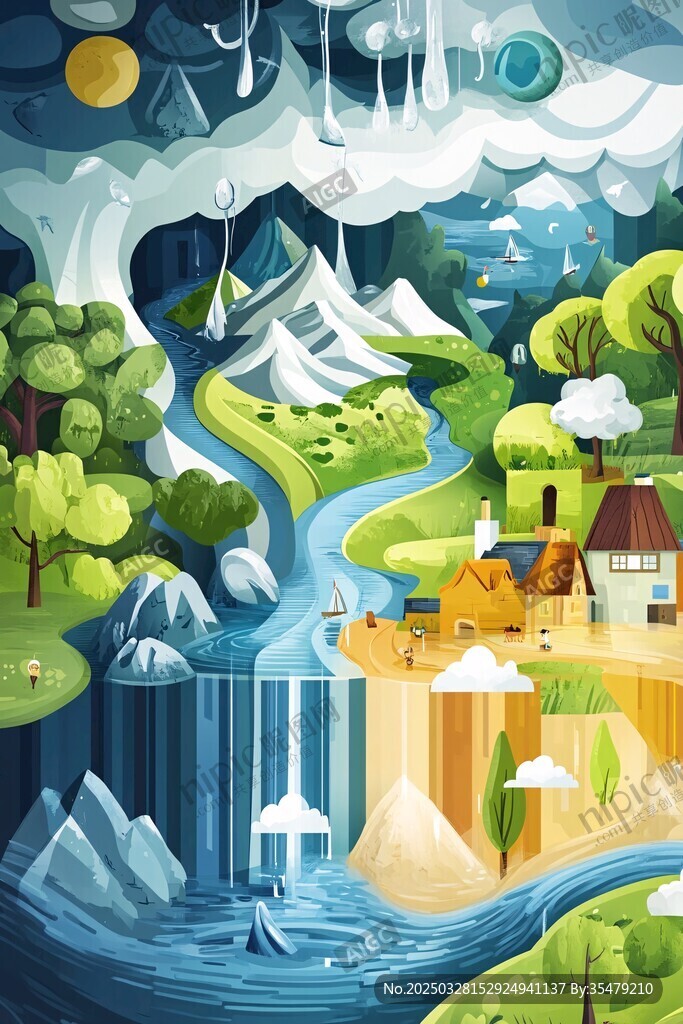 夢幻自然景觀中的童話村落