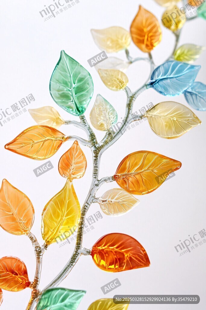多彩琉璃樹葉裝飾藝術品