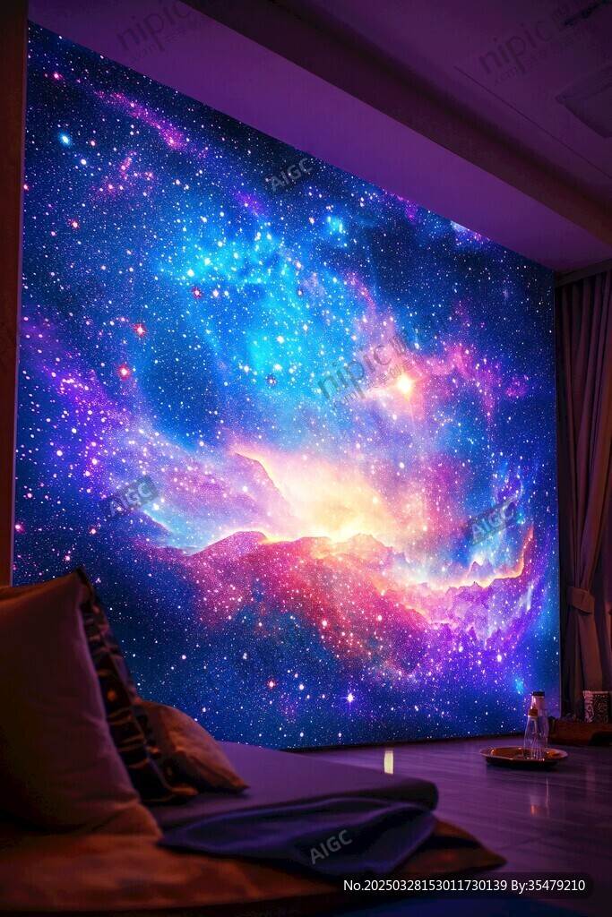 夢幻星空臥室背景墻