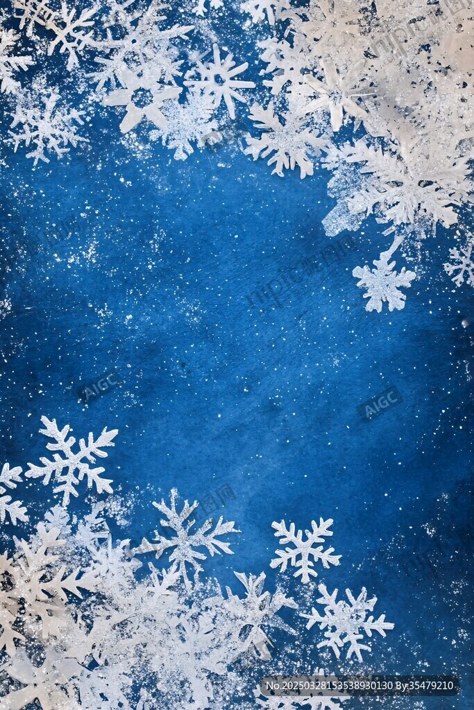 藍(lán)色背景上的精致雪花