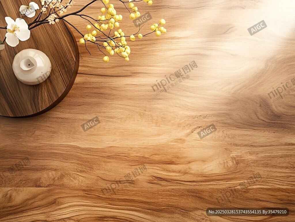 木質(zhì)地板上的雅致擺件