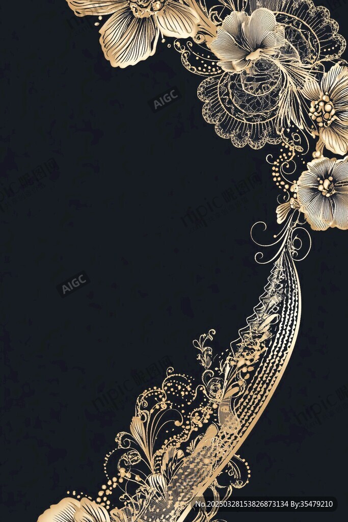 黑金花卉優(yōu)雅裝飾圖案
