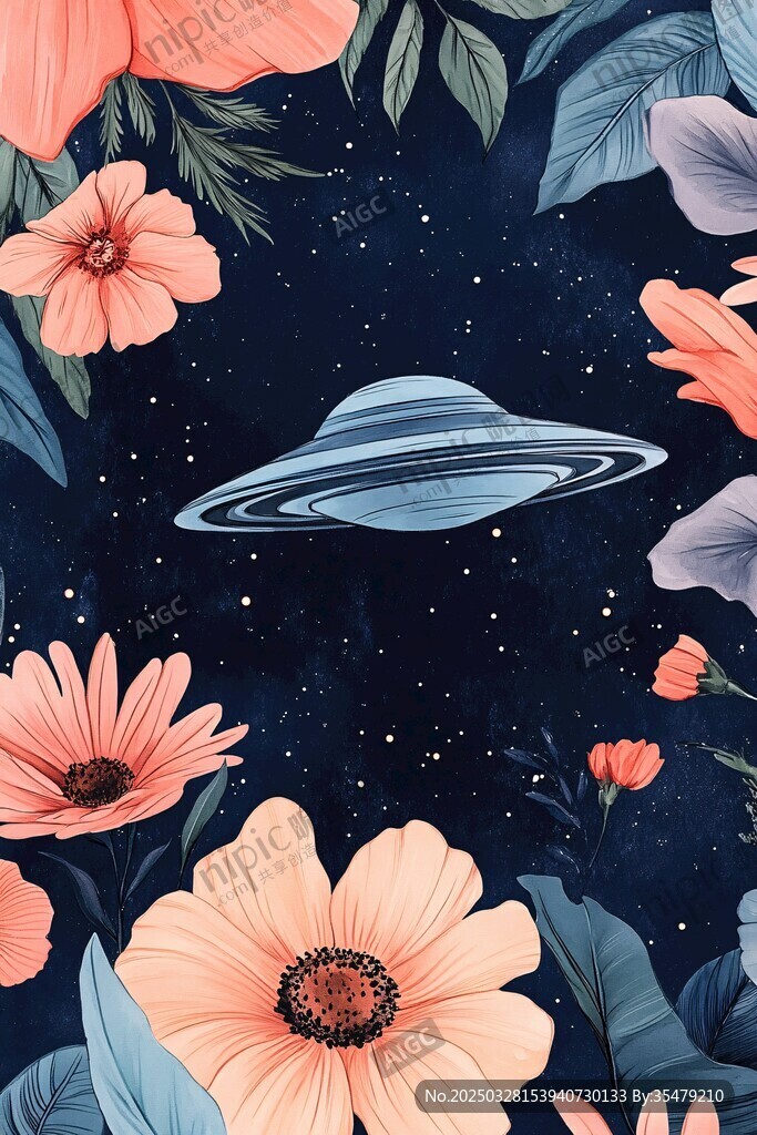 夢幻花卉環繞的宇宙星球