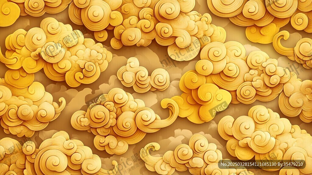 中式金色祥云圖案背景