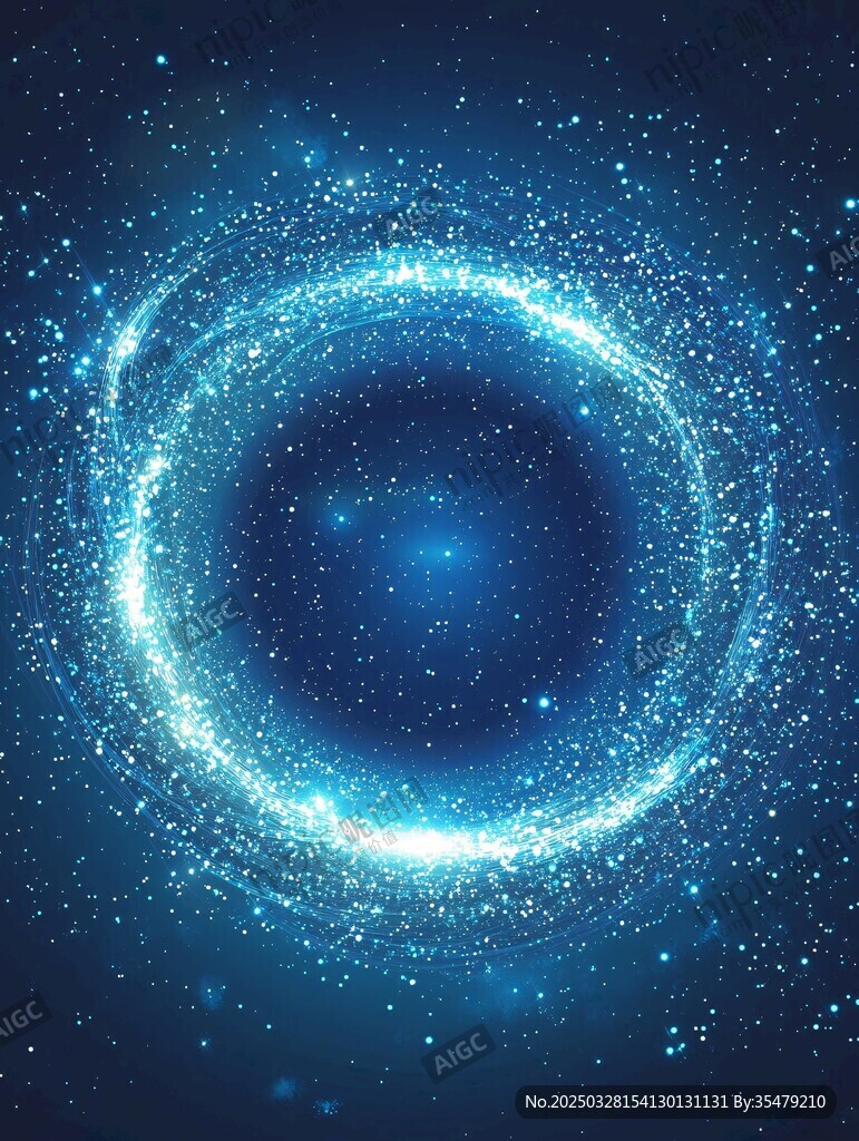 藍色夢幻星空粒子環形背景