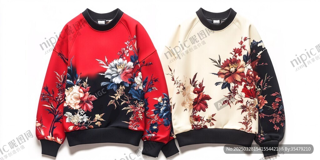 花卉圖案衛(wèi)衣兩件展示