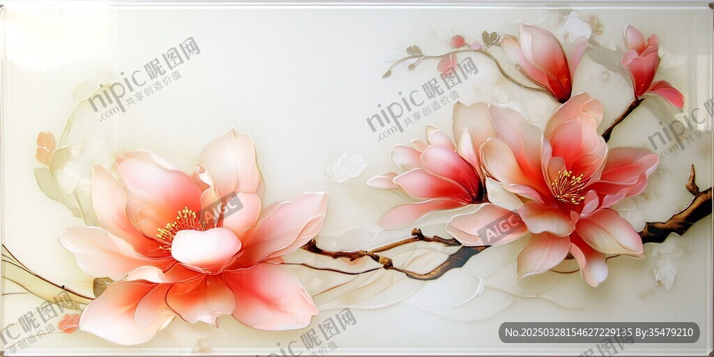 玉蘭花裝飾畫 精致唯美