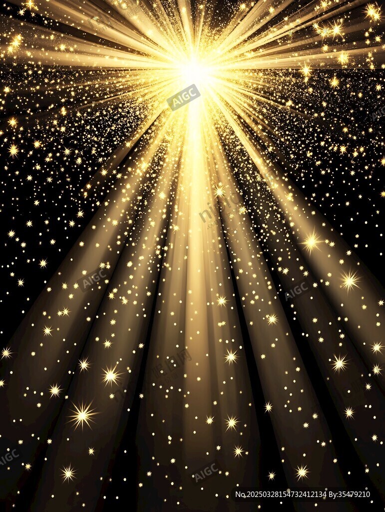 金色光芒閃耀星空背景圖