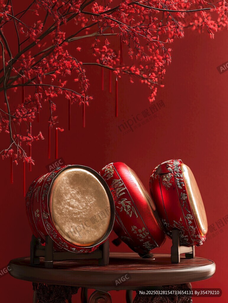 中式紅鼓 傳統(tǒng)喜慶之景