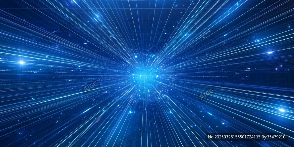 藍色星空射線特效背景圖