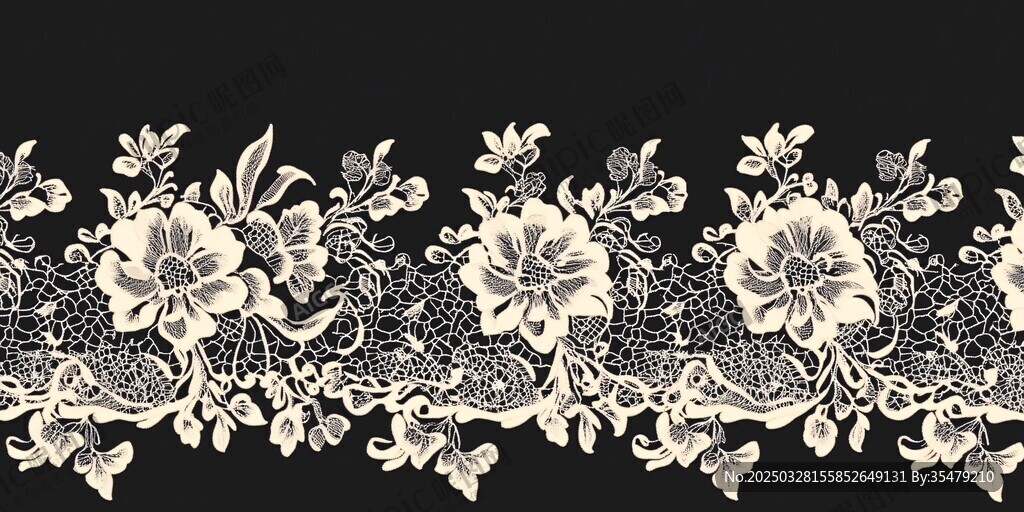 精美白色花卉蕾絲花邊