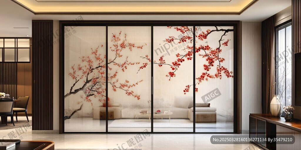 中式梅花屏風(fēng)隔斷美居