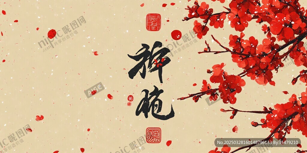 紅梅綻放 傳統(tǒng)詩意畫面