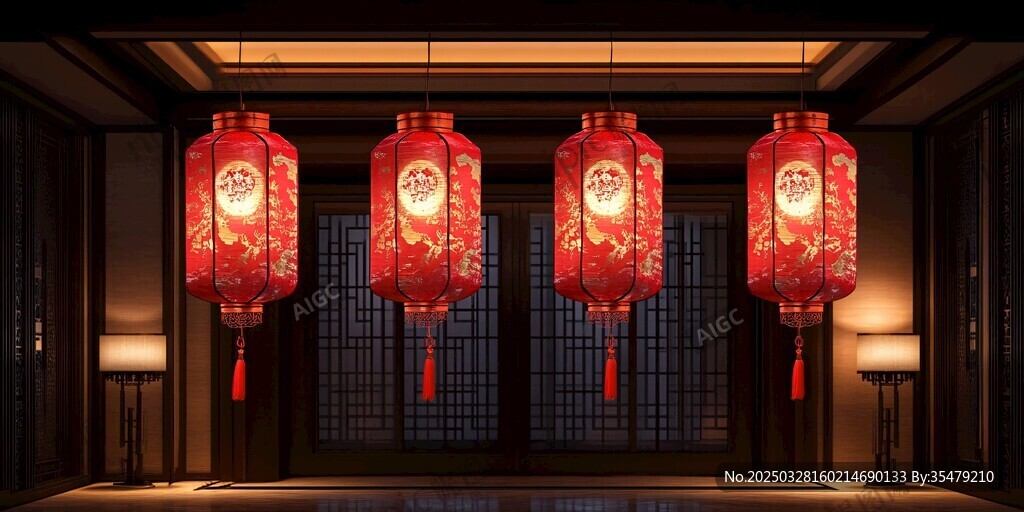 中式紅燈籠營造古典氛圍