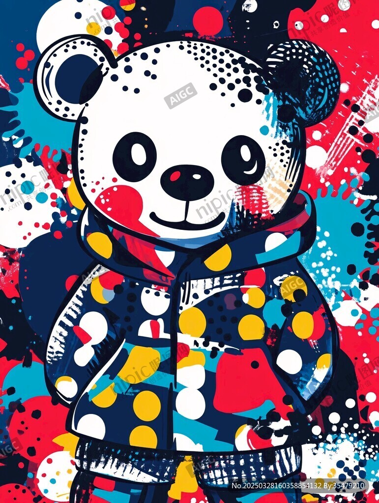 潮流熊貓卡通插畫