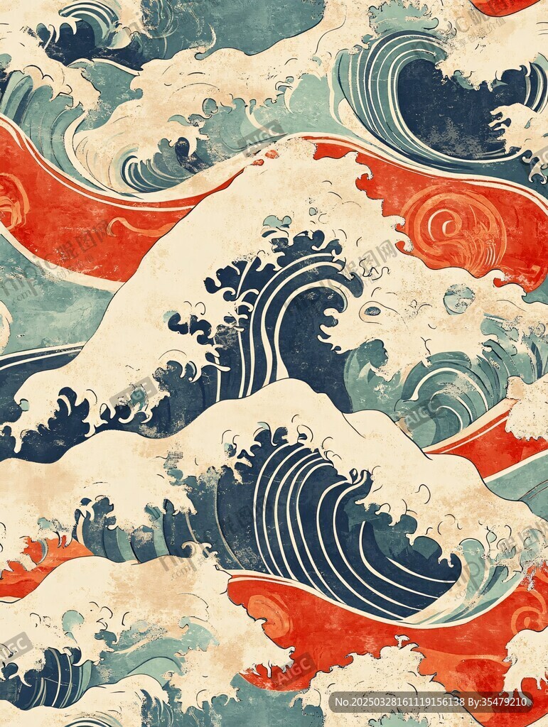 日式海浪紋樣藝術圖案