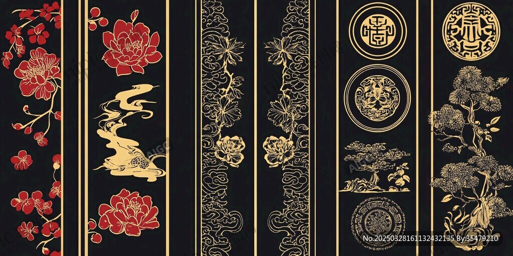 中式黑金傳統(tǒng)花紋圖案集
