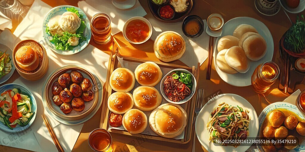豐盛中式美食擺滿桌