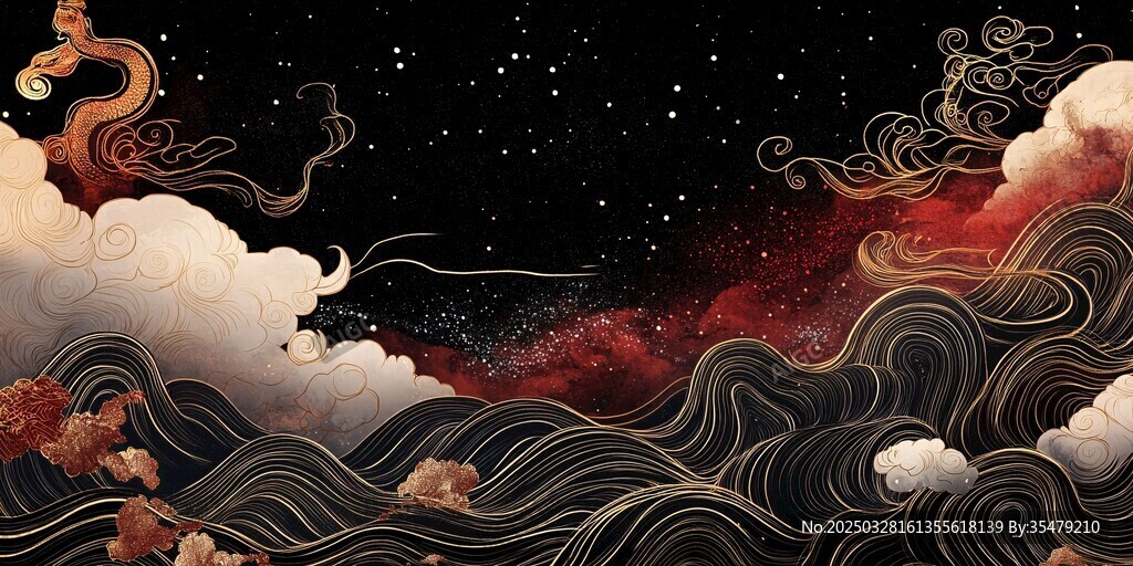 中式奇幻云海星空祥瑞圖