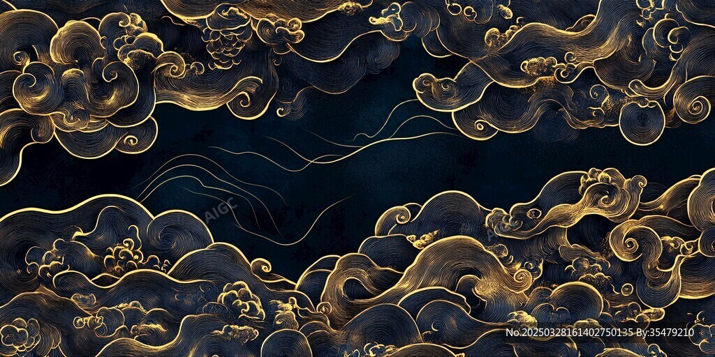 黑金中式云紋華麗背景圖