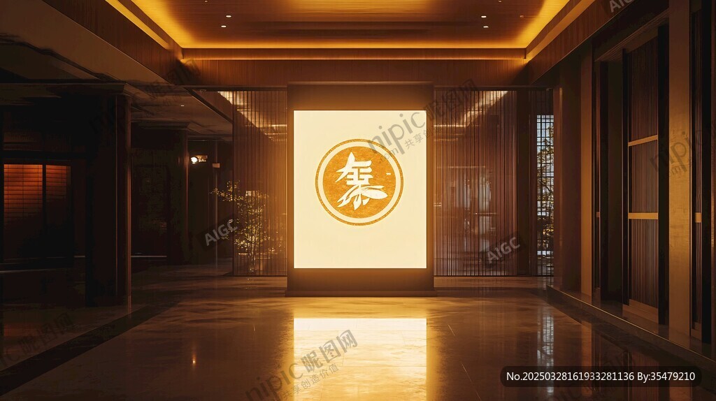 中式大廳秦字裝飾景