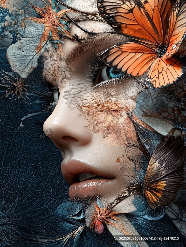 蝶影幻顏的奇幻女性形象