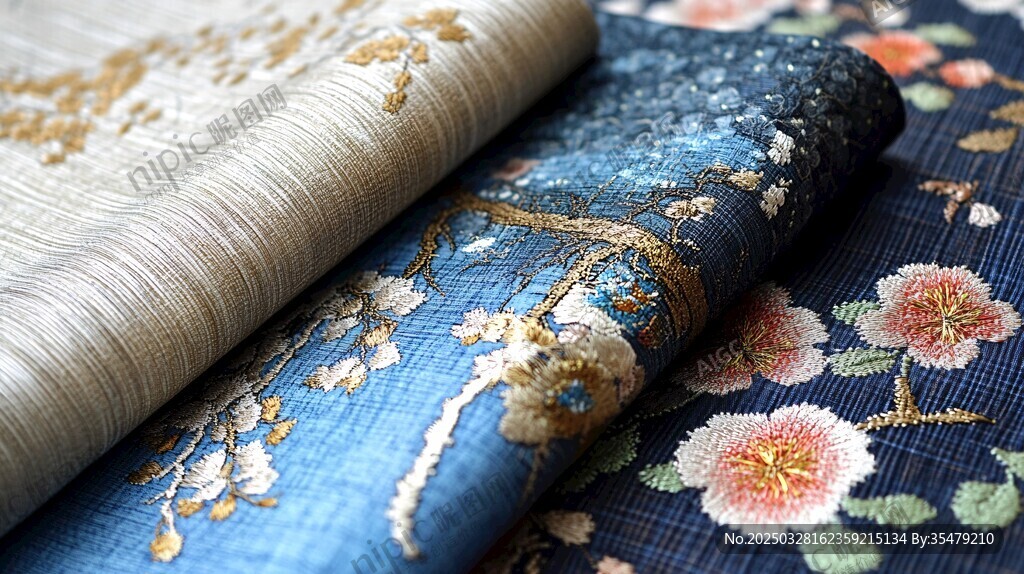 精美刺繡布料 盡顯典雅韻味
