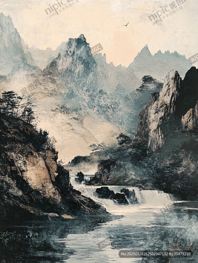 水墨山水間的靜謐景致