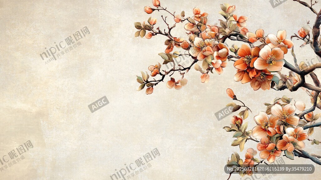 古風(fēng)綻放桃花枝