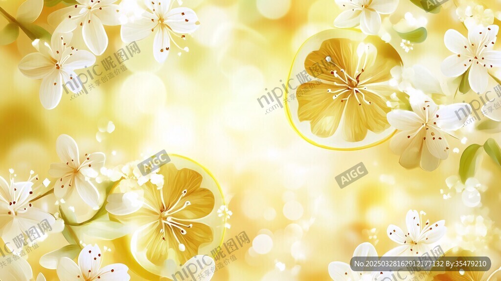 夢幻檸檬花綻放背景圖